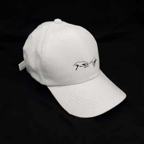 Boné Branco Michelangelo Mãos Boné Masculino Feminino Modelo Baseball Strapback Unissex