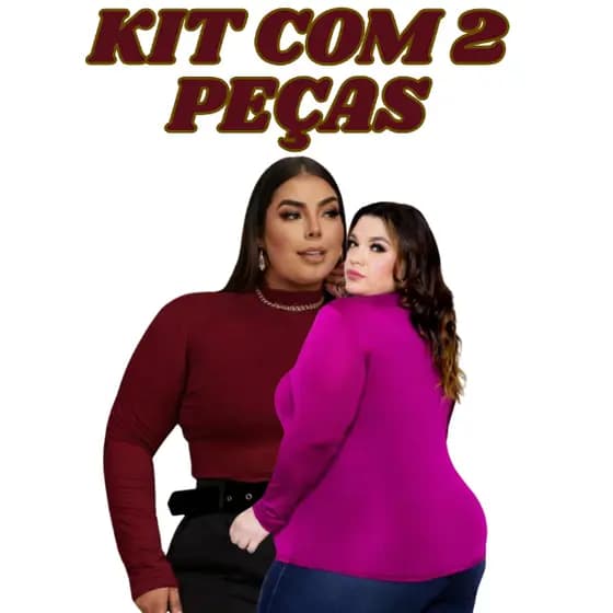 KIT 2 Cacharrel PLUS SIZE feminina Gola Alta/Blusa Tecido Suplex Premium
