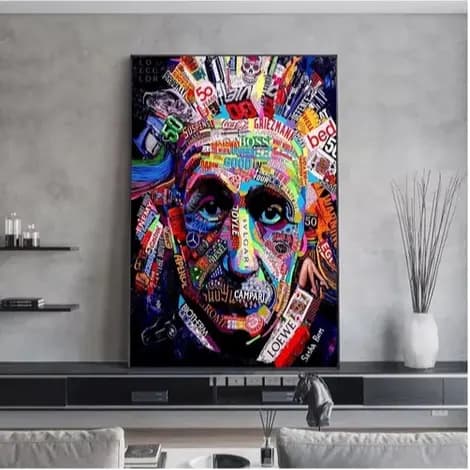 QUADRO DECORATIVO ALBERT EINSTEIN POP 80X60BM
