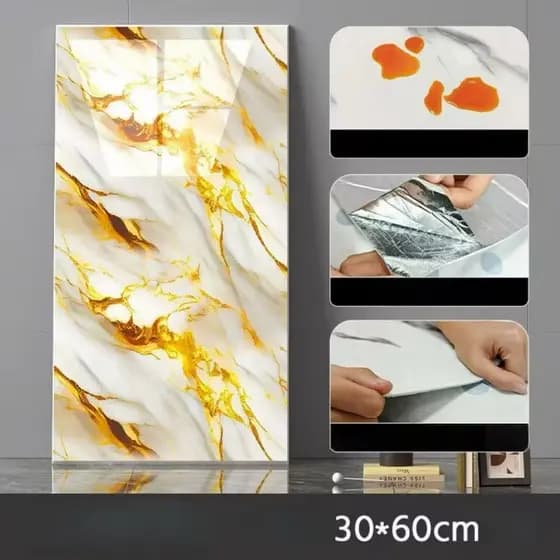 KIT Placa Adesiva 3d Mármore De Parede Relevo Lavável 30cm X 60cm