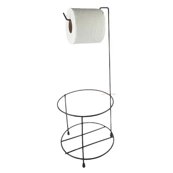 Suporte Porta Papel Higiênico Aramado Pequeno Preto Para Lixeira Banheiro Chão - 0050/5 Azzo