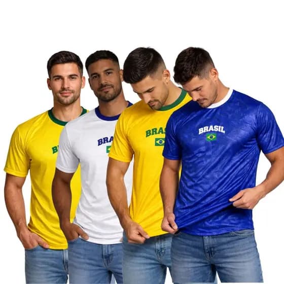 Camiseta Dry Fit Brasil Masculina Premium | Esportiva Academia Treino Respirável