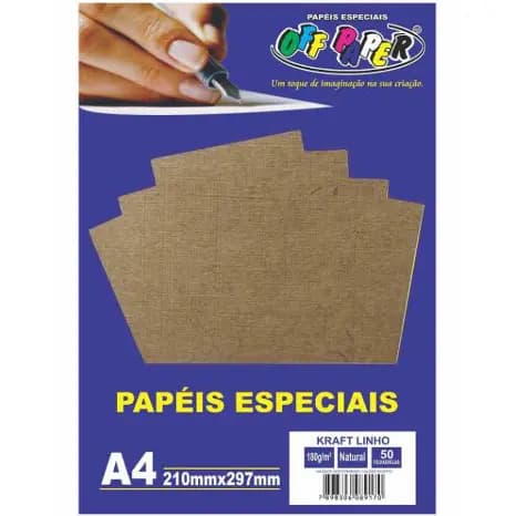 PAPEL KRAFT LINHO A4 180G 50F OFF PAPER