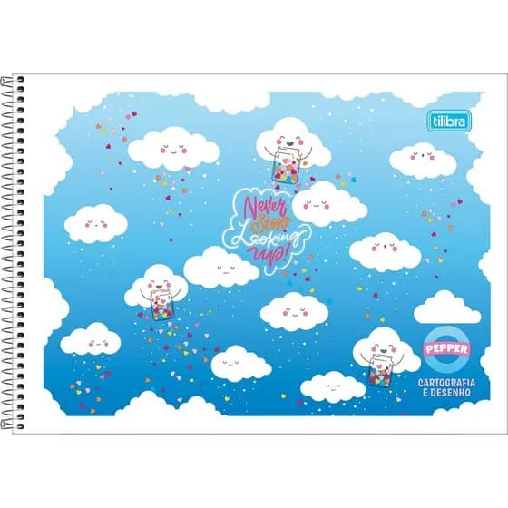 CADERNO DE DESENHO GRANDE CAPA FLEXIVEL ESPIRAL 56G 40F PEPPER TILIBRA