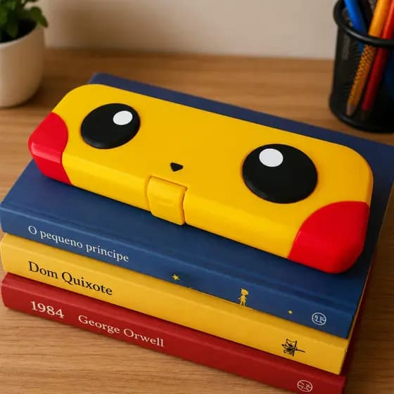 Estojo Escolar Infantil do Pikachu Porta Lápis Organizador Grande 19cm x 7cm