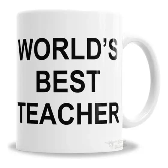 Caneca Porcelana Regalo Profe World's Best Teacher 325ml - Presente Personalizado