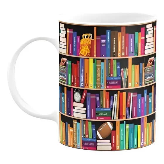 Caneca Porcelana Porcelana De Cerâmica Estante De Livros Aniversário Amigos 325ml - Presente Personalizado