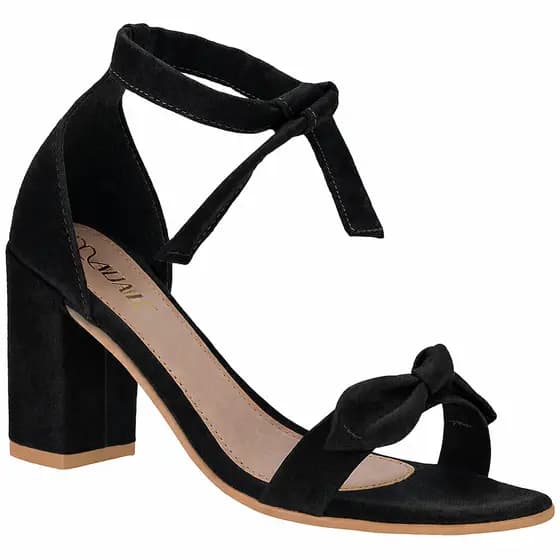 Sandália Feminina Salto Grosso Alto Lacinho Amarração Novidade Tendência Moda Estilo
