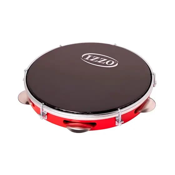 Pandeiro Izzo de 10 Polegadas em ABS Vermelho C/ Pele Preta - AC3129
