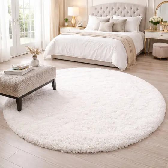 Tapete Peludo Redondo 2x2; 1,60x1,60; 1,40x1,40; 1,20x1,20; 1x1 Belga, Aveludado, Antiderrapante