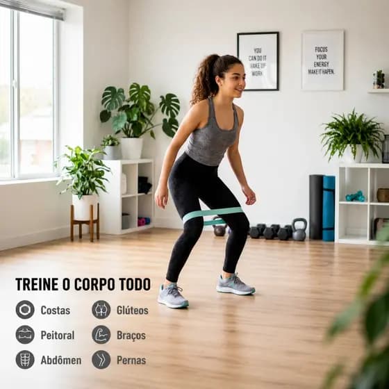 Kit 5 Faixas Mini Band Elástico Extensor Treino