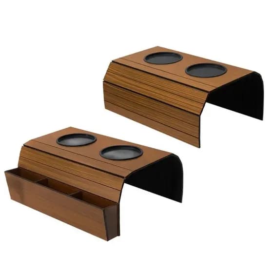 Kit 2 Bandeja esteira flexível para braço sofá porta copos e porta controle