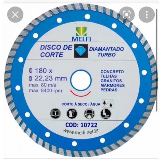 Disco diamantado turbo 180mm Melfi