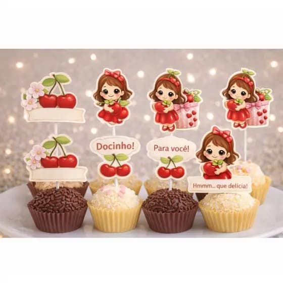 Toppers para Docinhos - Cerejinha*