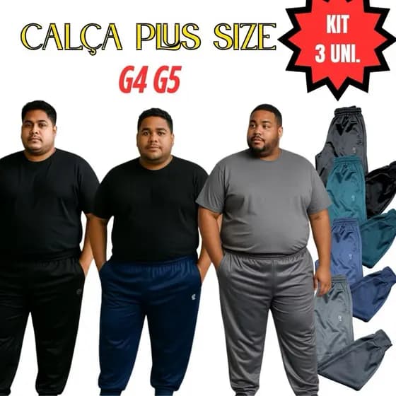 kit 3 calça Flanelada Masculina G4 G5 quentinha