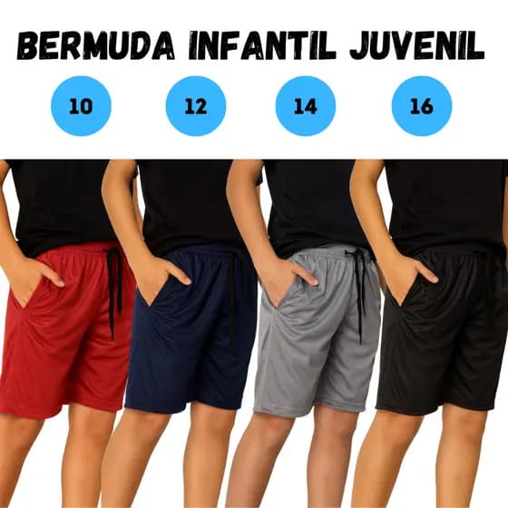 Kit 3 Bermuda Infantil Juvenil -Lisa - Flanelada - Com Bolço - Confortável