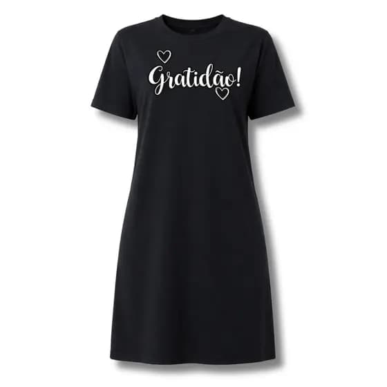 Vestido Tipo Camisetão Feminino Gratidão || 100% Algodão Premium
