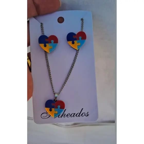 Conjunto colar e brinco autismo/TEA colar e brinco
