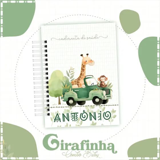 Caderneta de Saúde - Girafa - Personalizada com Nome - Caderneta de Vacinação