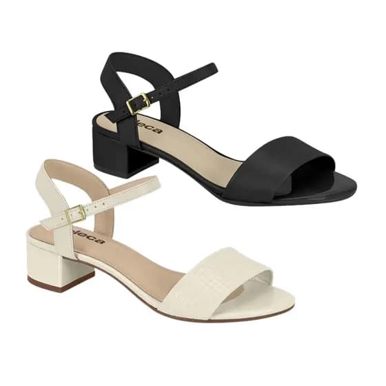 Sandália Salto Grosso Baixo Fivela Moleca 5259.805 Feminina Original Conforto