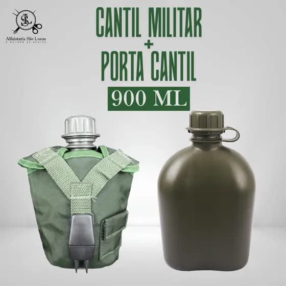 Kit Cantil Tático 950 ml com Capa Porta-Cantil e Alça Ajustável – Uso Militar, Camping e Trilha