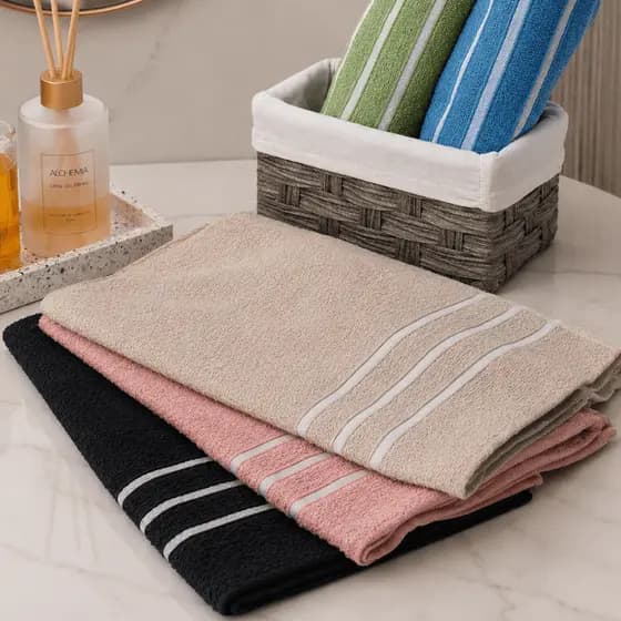 Kit 3 Toalha Rosto Ágata Popular 100% Algodão 43x68cm