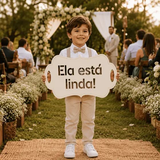 Placa Vazada 30cm Para Casamento Pajem Daminha Entrada Noiva E Noivo MDF Branco Luxo