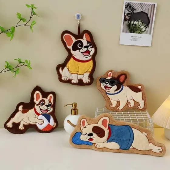 Toalha De Mão Fofa Para Cachorro , Pano De Limpeza De Cozinha , Veludo Coral , Desenho Animado , Animal , Absorvente , S