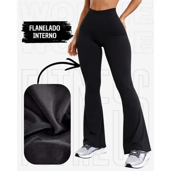 Calça Flare Bailarina Flanelada Quentinha Térmica Antifrio Em Suplex WOLFOX Forrada Peluciada