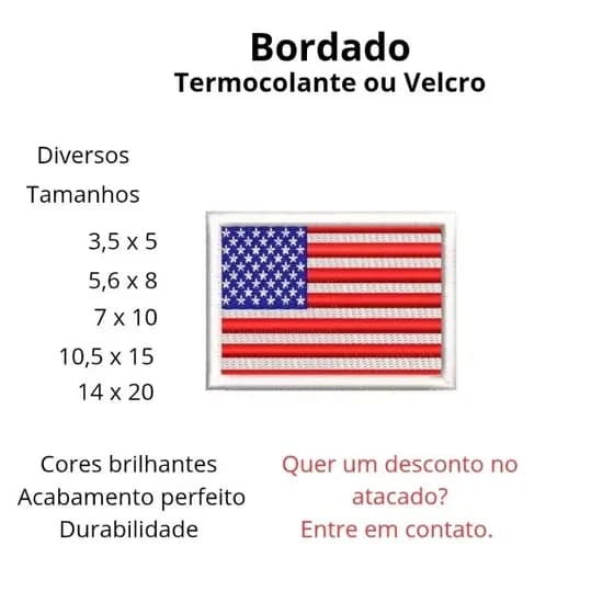 Bandeira Estados Unidos Patch Termocolante ou Velcro