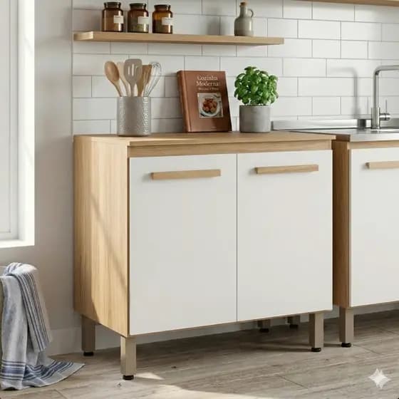 Balcão Buffet Cozinha Multiuso Micro-ondas Armário 2 Portas Prateleira C/ Tampo Adaptável P/ Cooktop