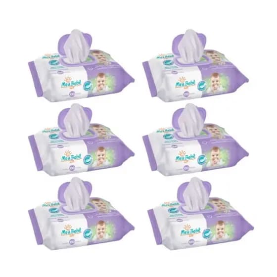 kit com 6 unidades Toalha umedecida meu bebê soft 600 FLS (6 uni x 100 FLS )