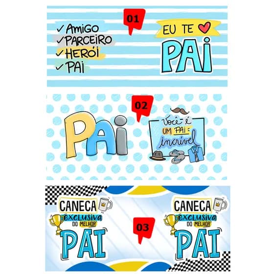 Artes Impressas para Pai| Imagens prontas para estampar Canecas | Sublimação | Personalizada | Dia dos Pais | Pack 02