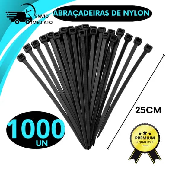 Abraçadeira 25Cm Presilha Preta Enforca Gato Organizador de Fios