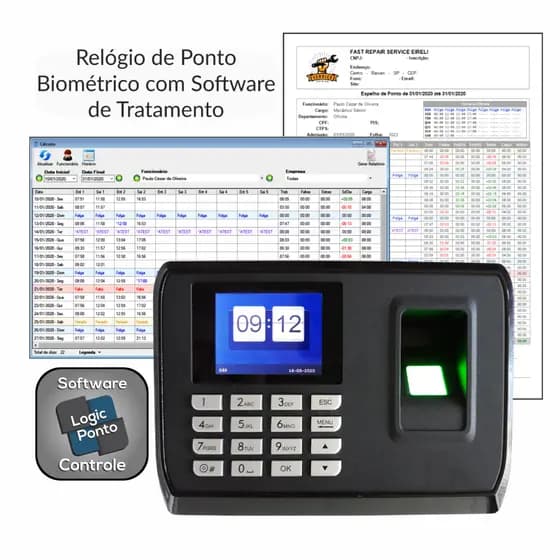 Relógio de Ponto Biométrico Digital LP-11 com Software de Gerenciamento