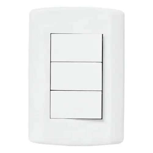 Interruptor 3 Teclas Paralelo (Three Way) 4x2 Branco ABS Premium 16A