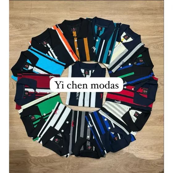 Camiseta masculino pruana listrado gola polo aleat0