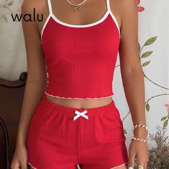 Pijama Baby Doll Feminino Liso, Baby Dool Canelado Feminino Dormir