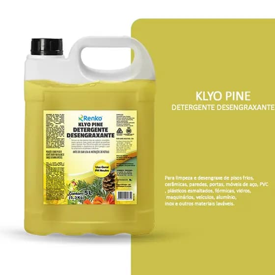 5L Klyo Pine Detergente Gel Desengraxante Renko | Limpeza Eficiente com Aroma Refrescante de Pinho