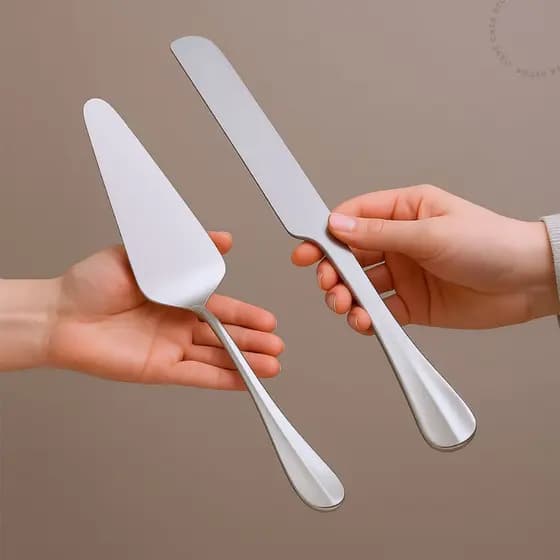 Conjunto 2 Peças Para Bolo De Aço Inox Positano Sobremesa Espátula e Faca
