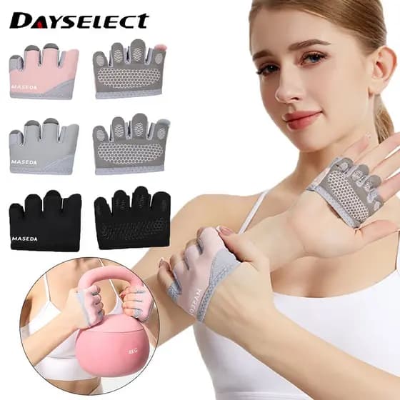 DAYSELECT 1 Par Esporte Engrossado Palma Guarda Fitness Anti-Fricção Respirável Yoga Meio Dedo Luvas
