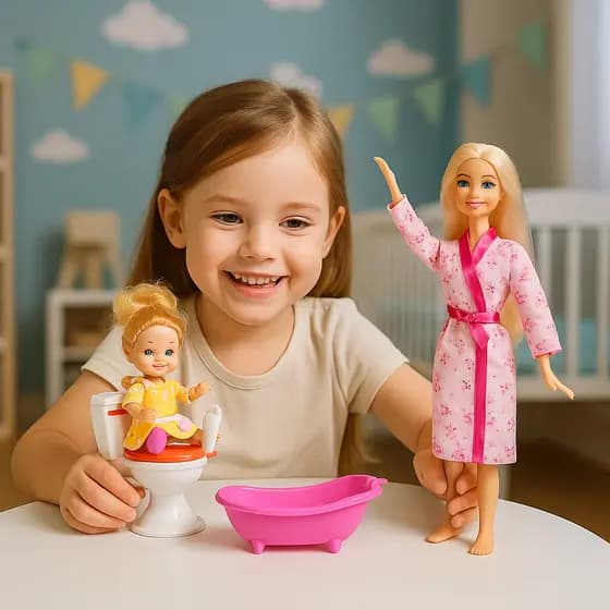 Boneca Mel Cuidados de Mãe com Bebê e Acessórios – Brinquedo Educativo Infantil