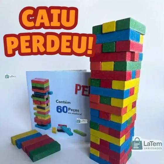 Jogo Caiu Perdeu Torre 54 Peças De Madeira Brinquedo de Pais e Filhos Equilíbrio Coordenação