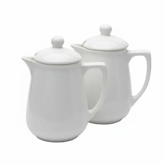 Kit 2 Bules 450ml Café Chá e Leite C/Tampa ADAPTADA - Porcelana VAI AO FORNO E MICRO ONDAS