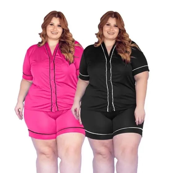 Kit 2 Pijamas Americano Plus Size Manga curta