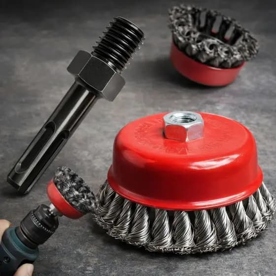 Escova De Aço Torcido Adaptador M14 Sds Plus 100mm Para Furadeira Parafusadeira