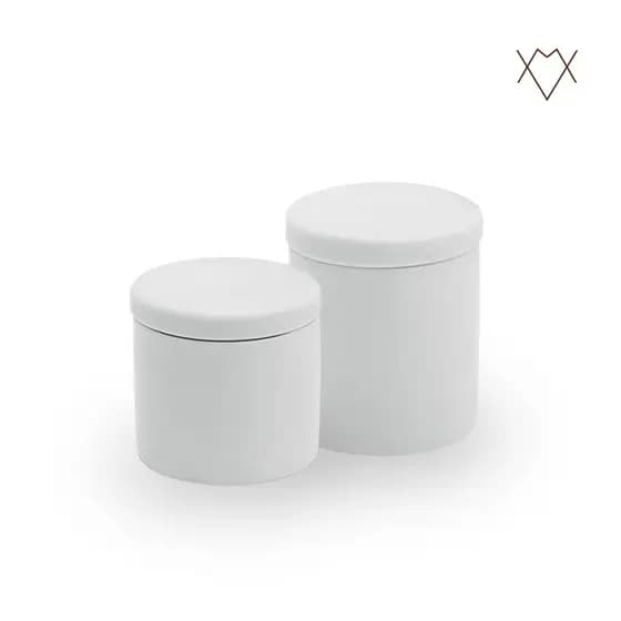 Conjunto de 2 Potes de Porcelana Branca com Tampa para Banheiro Porta Algodão Utensílios
