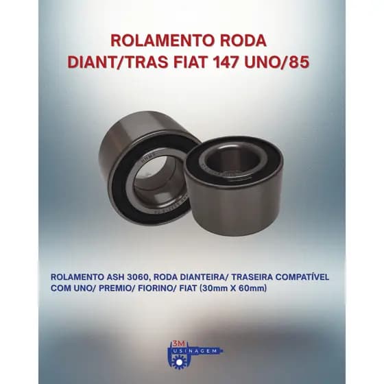 Kit com 2 Rolamento Roda DIANT/TRAS Fiat 147 Uno/85