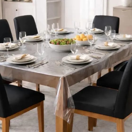Toalha de Mesa Transparente PVC Antiderrapante | Anti Mancha | Protege Madeira | Todas Medidas