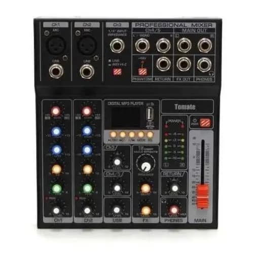 Mesa de Som 5 Canais MP3 Estéreos Efeitos USB TOMATE TYT005 110V/220V
